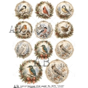 AB Studio kerst vogels decoupage A4 ID-8074