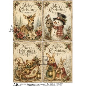 ABstudio vintage kerst rice paper A4 ID-8014