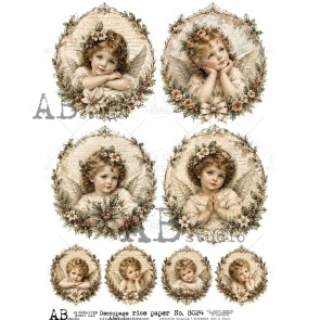 ABstudio vintage kerst meisjes rice paper A4 ID-8024