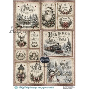 milky valley A4 kerst decoupage rice paper ID-1290