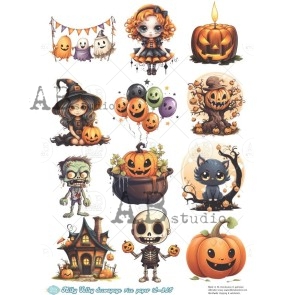 milky valley A4 Halloween decoupage rice paper ID-815