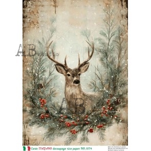 Carte Italiano kerst decoupage rice paper no.1074