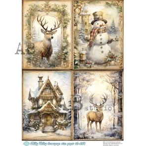 milky valley A4 kerst decoupage rice paper ID-894